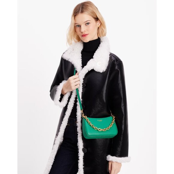 New Kate Spade Jolie Small Convertible Pebble Leather Crossbody Wintergreen - Picture 5 of 7